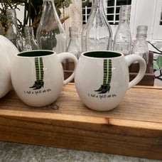Rae Dunn “2022” IVORY BALL WITCHES LEGS MUGS