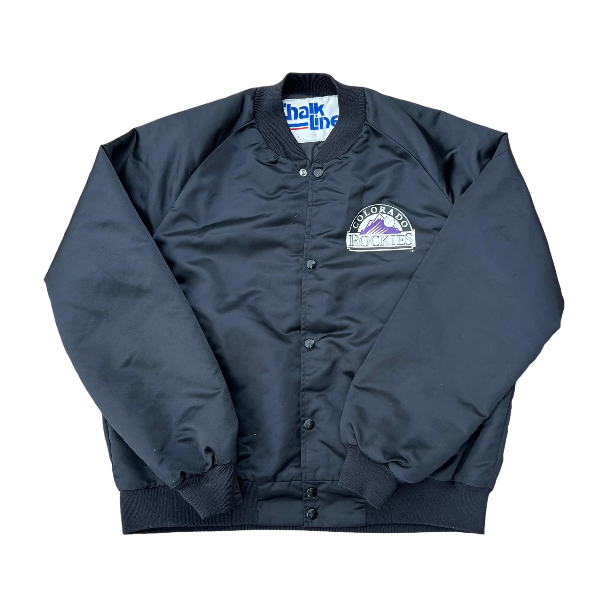 Vintage Chalk Line Colorado Rockies MLB Satin Bomber Jacket Men’s Size Large
