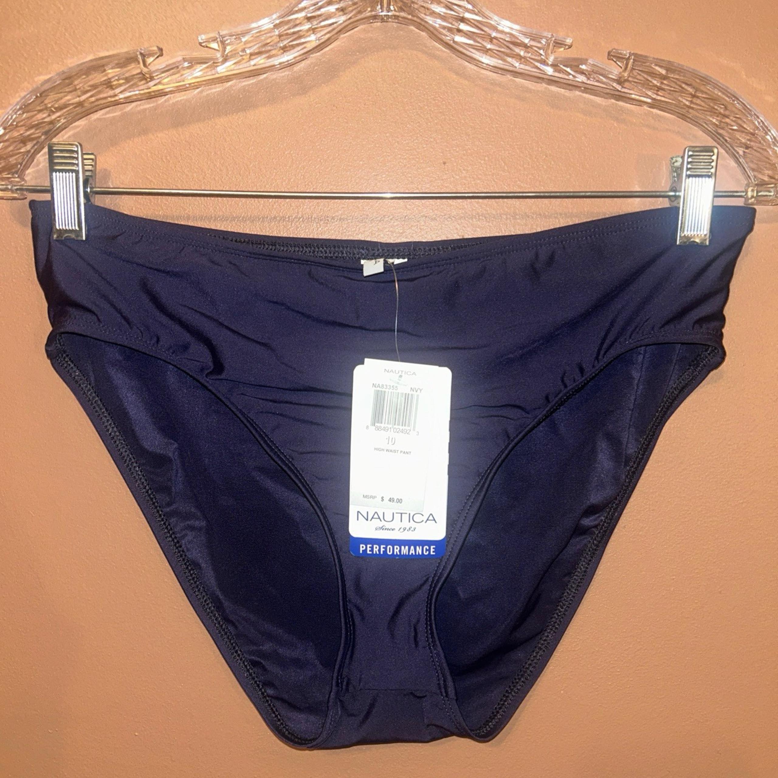 Nautica Women’s High Waist Blue Bikini Bottom Size 10 NWT