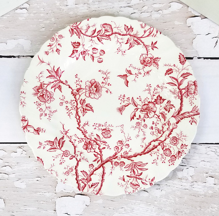 Johnson Bros 6-Pc Red & White China Old Bradbury Floral Made in England