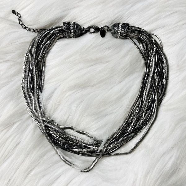 Lia Sophia Multiple Chain Necklace Choker Kian Family Silver