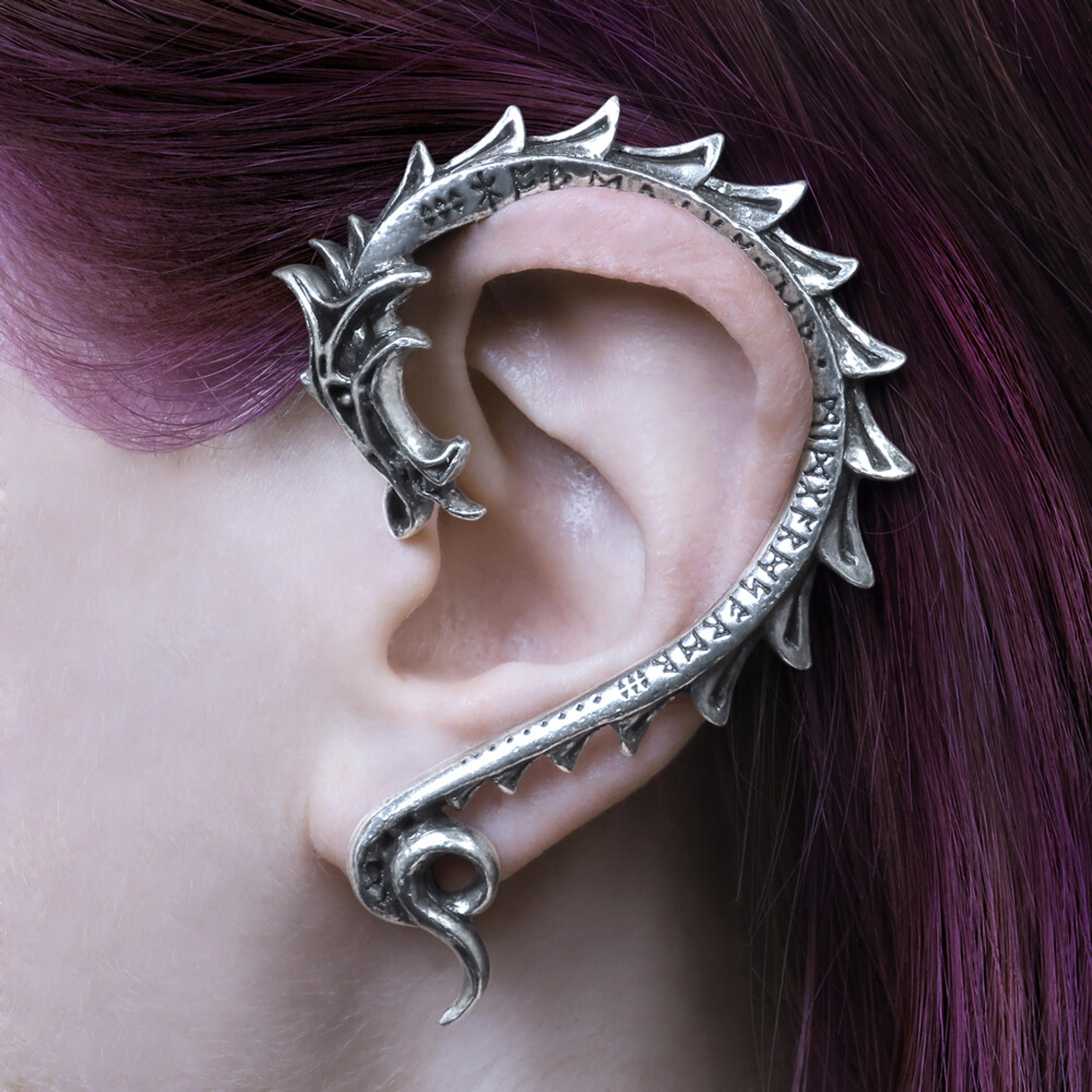 Alchemy Gothic Jormungand Earwrap Dragon Ouroboros Rune Single Left Earring E436