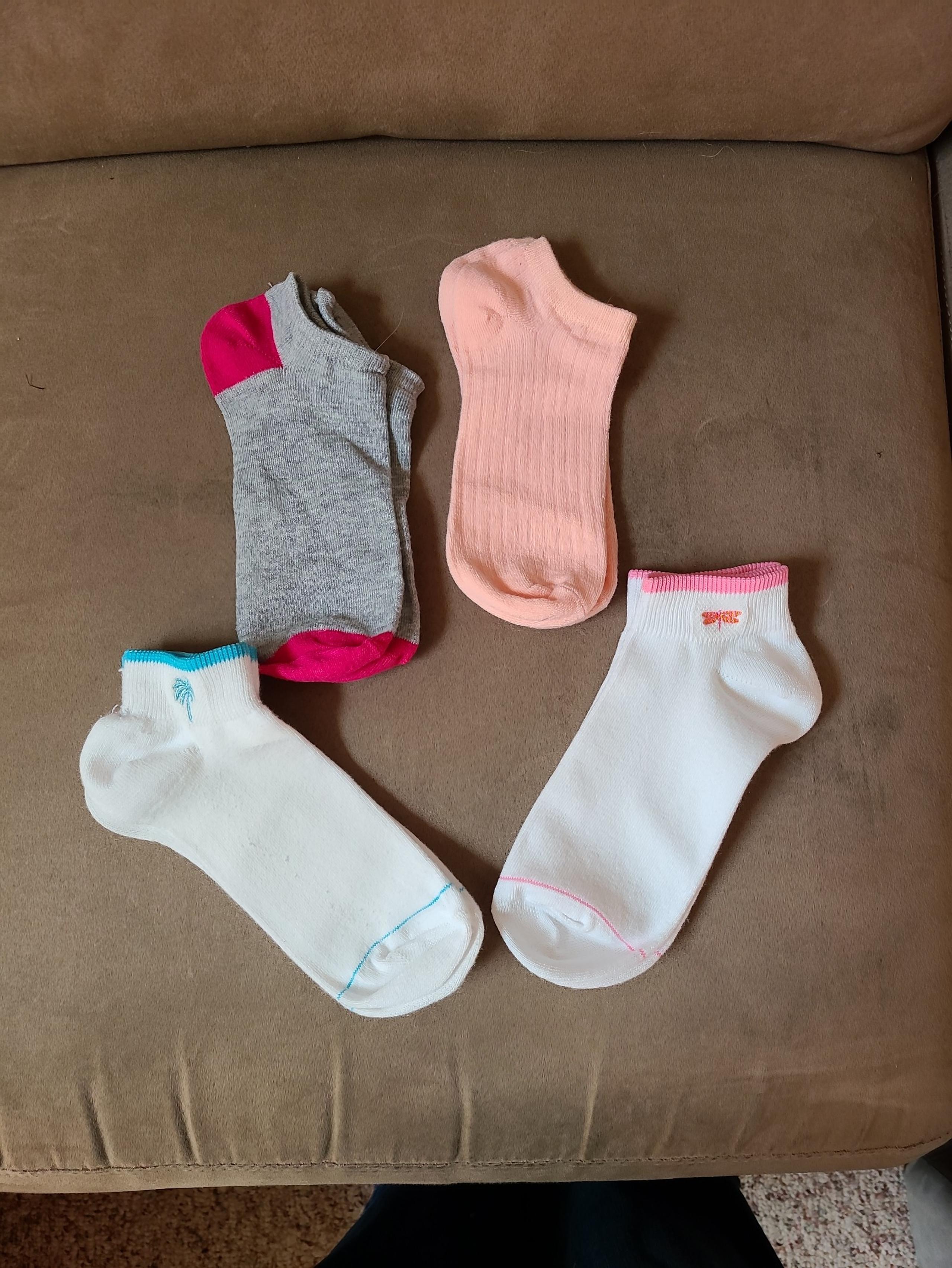 Womens athletic socks palm tree dragonfly pink grey OSFM