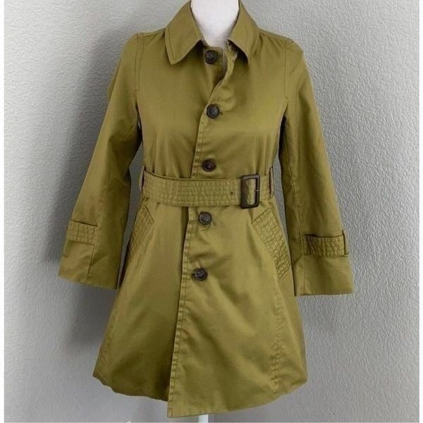 Rope Picnic Green Belted Trench Coat Size 38/Small