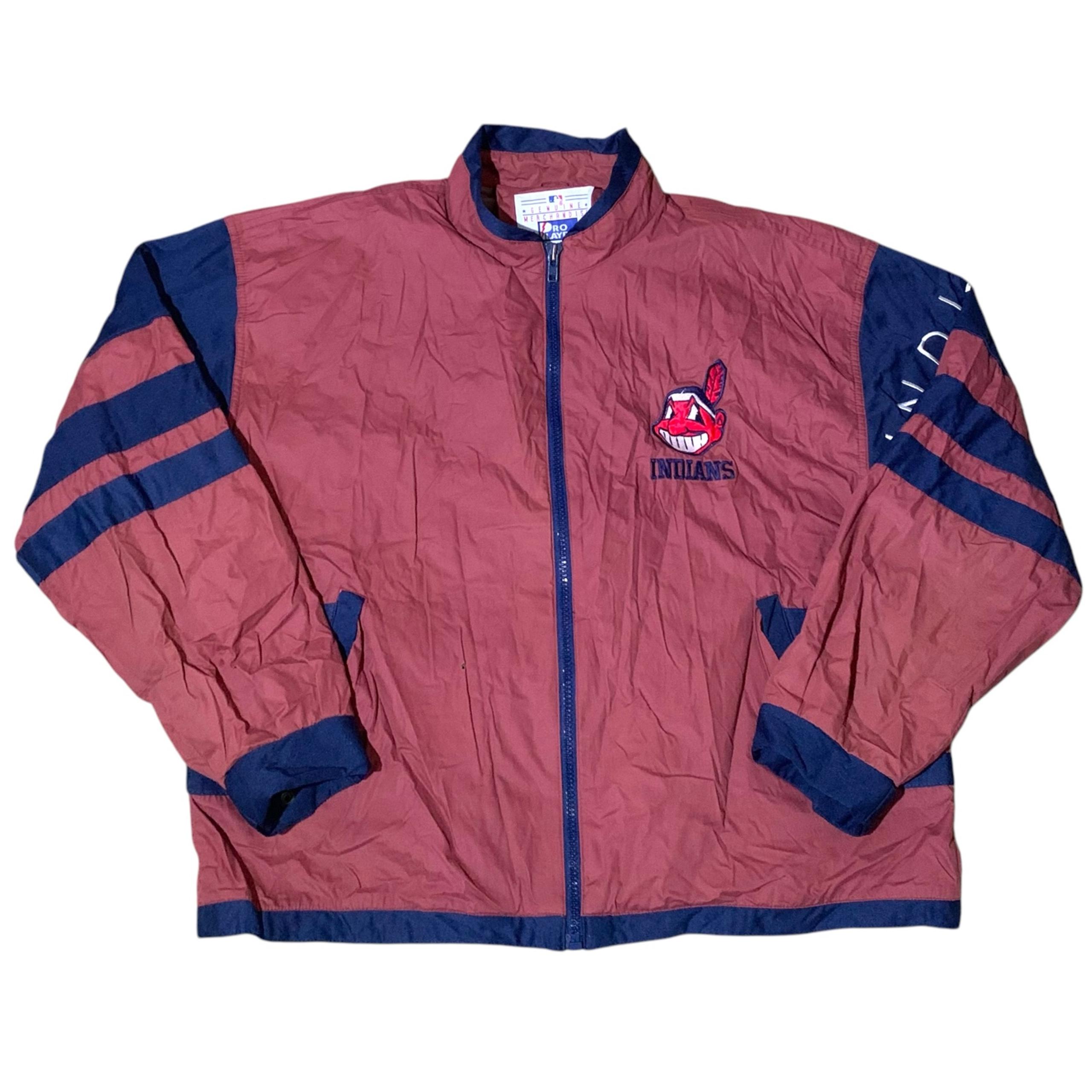 Vintage Pro Player MLB Cleveland Indians Windbreaker Red Jacket Men’s Size XL