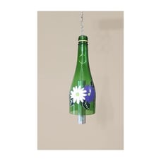 FLOWER PURPLE WHITE FLORAL HAND PAINTED BOTTLE WIND CHIME HOME GARDEN DECOR