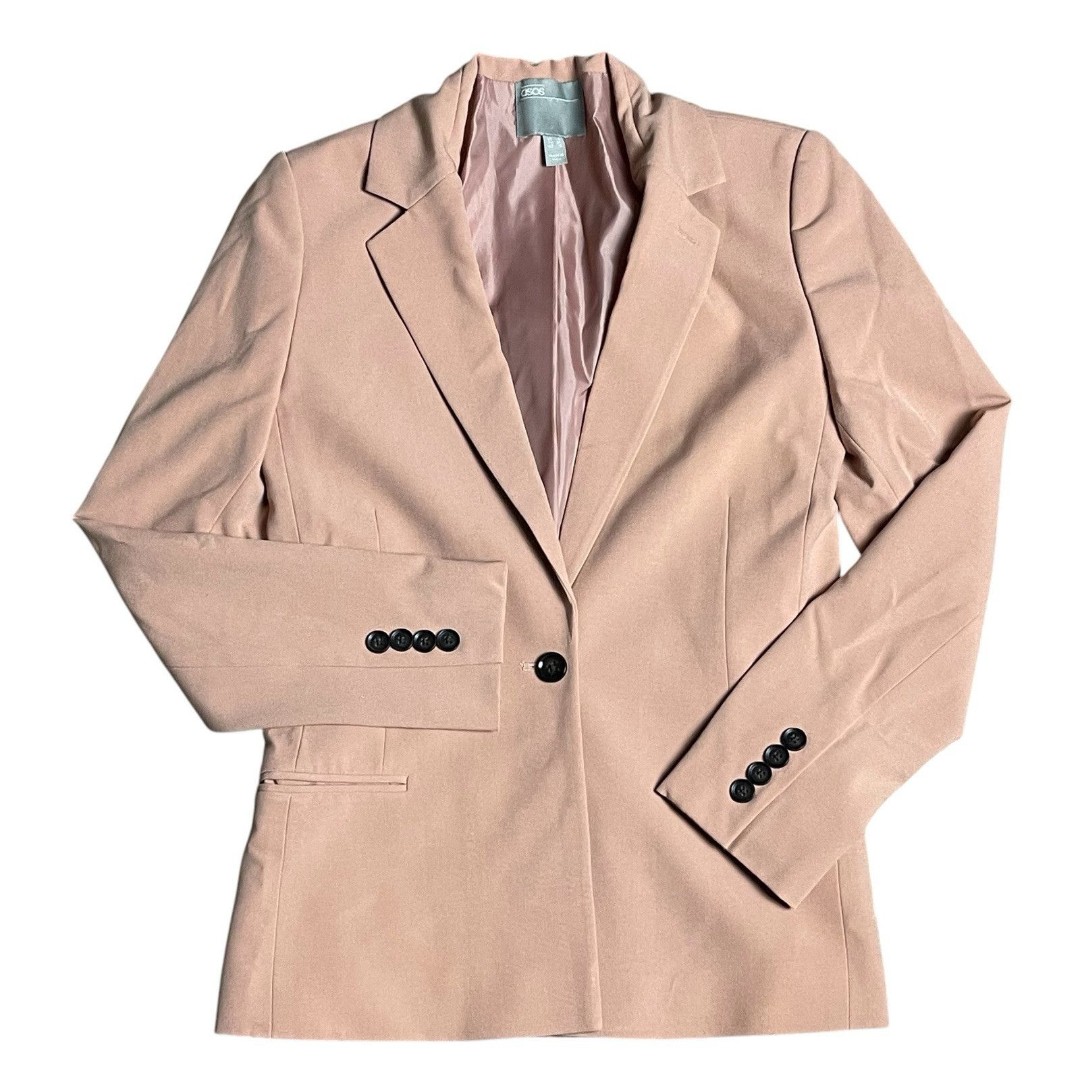 ASOS Design Pink Single Breasted Collared Blazer Jacket Womens Size 0