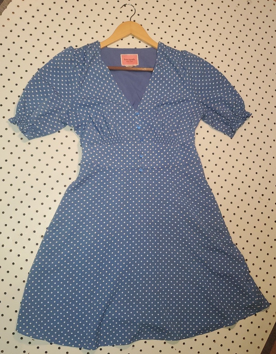 Kate Spade Womens Cornflower Blue Crepe Tea Garden Polka Dot Dress Size 6