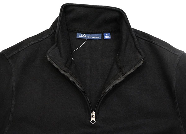 JOHN ASHFORD Black Half Zip Mock Neck Sweater