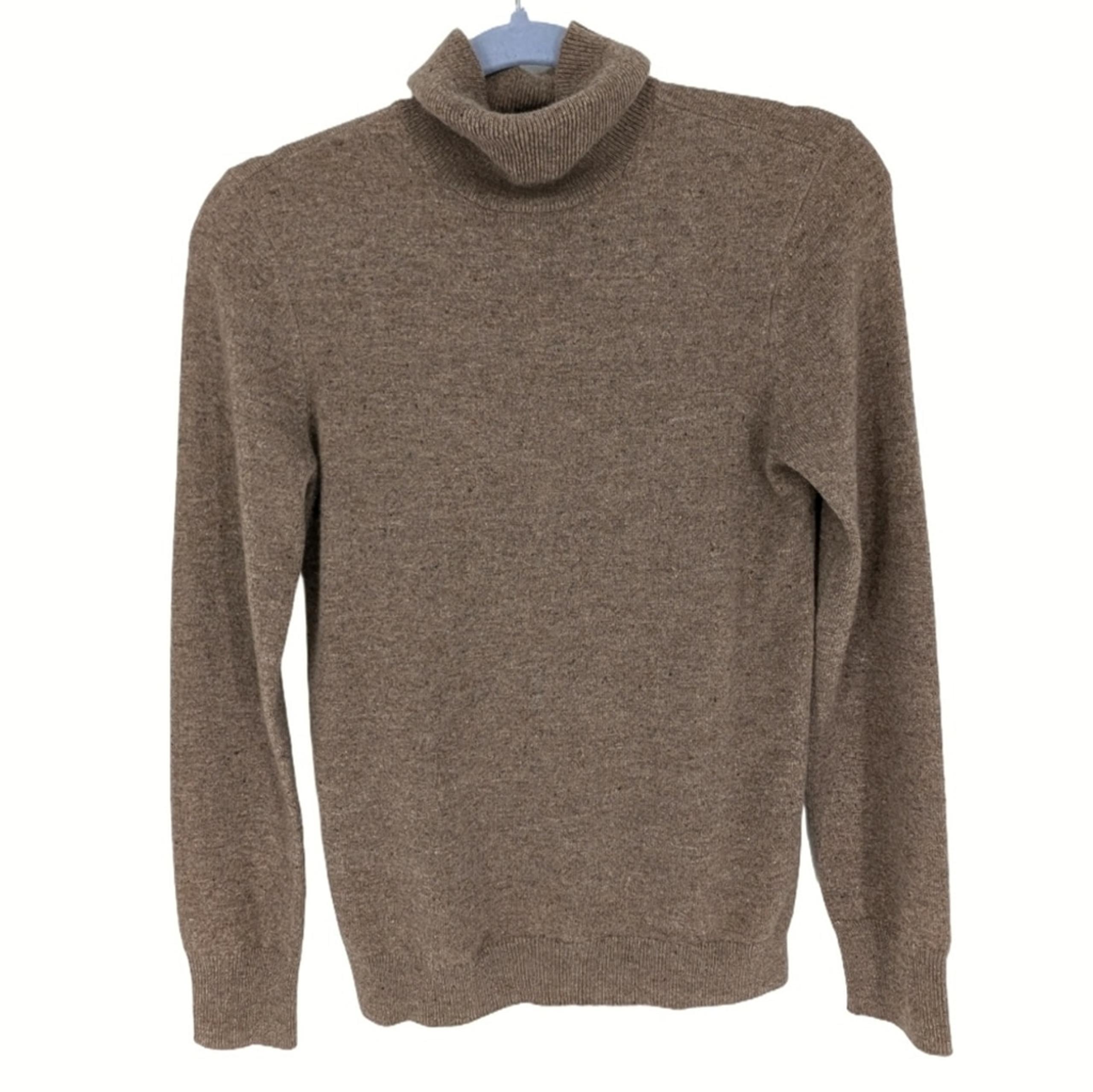 Orvis Womens 100% Cashmere Turtleneck Donegal Knit Sweater Brown Neutral Soft XS