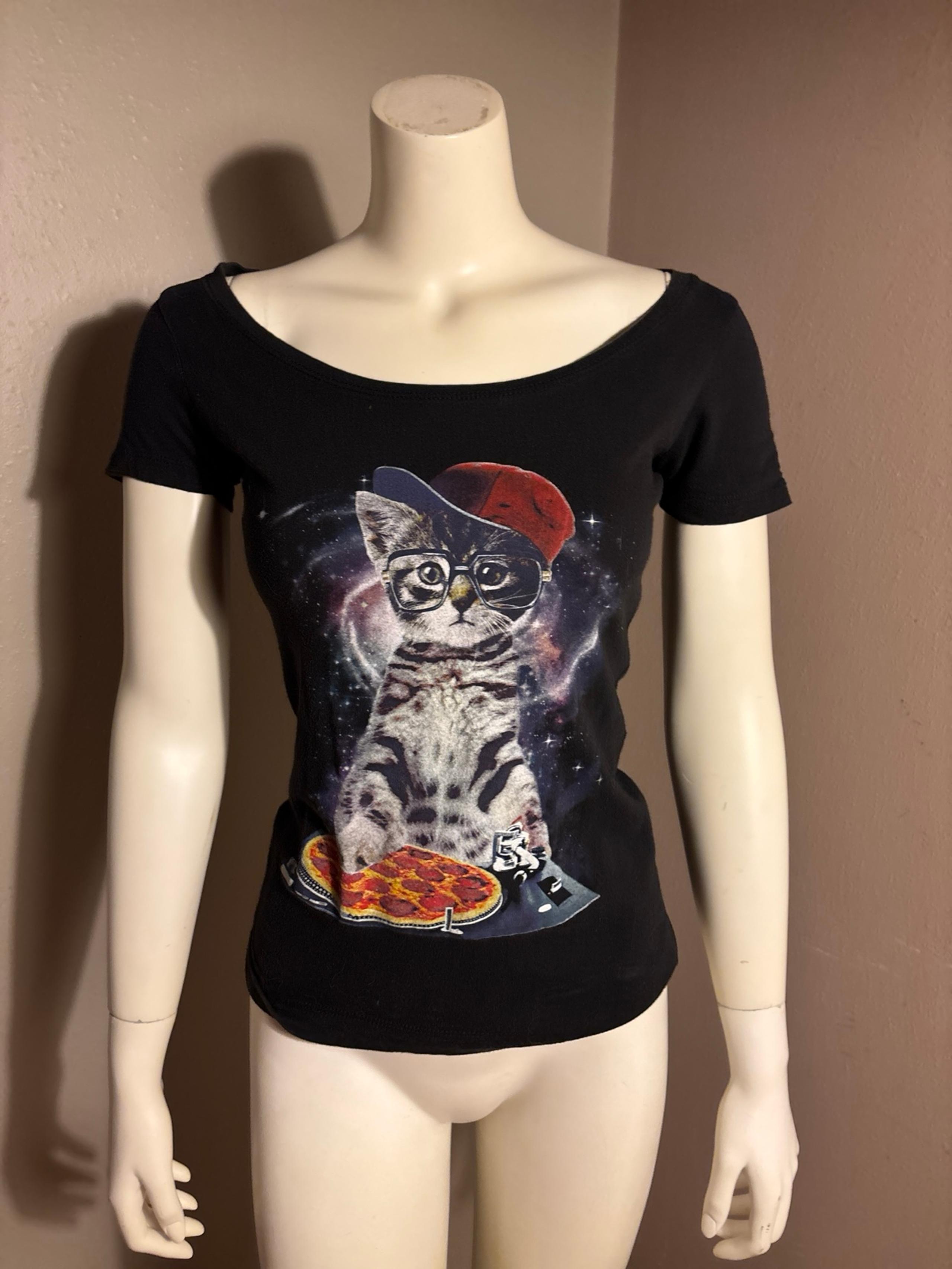 Cat pizza DJ tee
