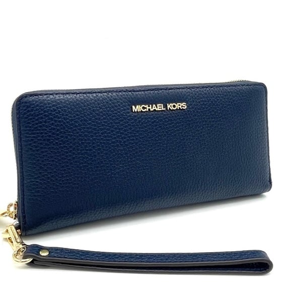 Michael Kors Large Continental Wallet Wristlet Navy Blue (NWT)