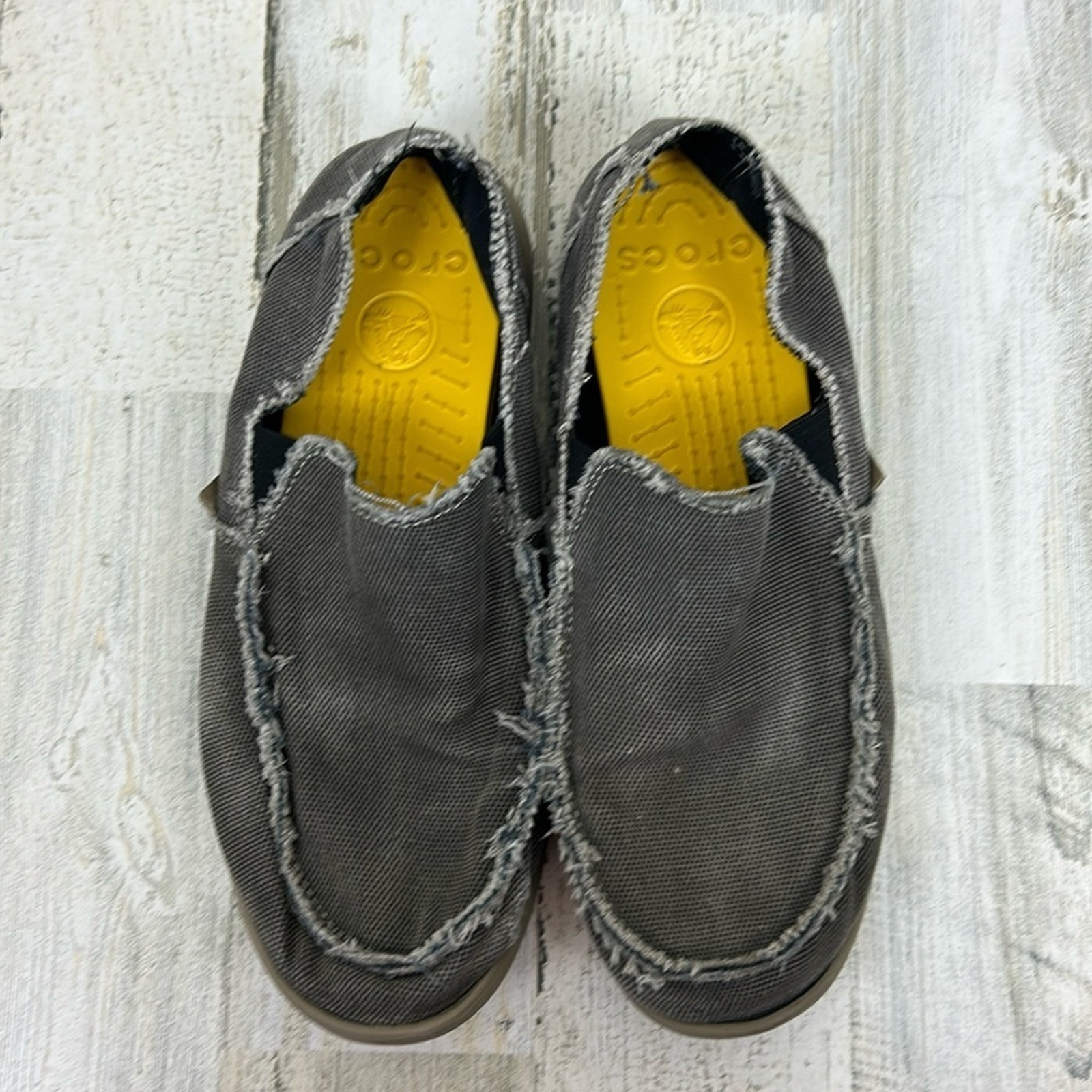 Crocs Santa Cruz slip on canvas deck shoes Mens 11 Gray