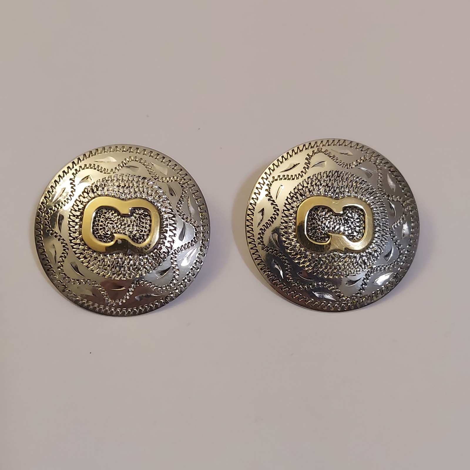 Sterling Silver & Brass Concho Screw-Back Earrings by Spiller