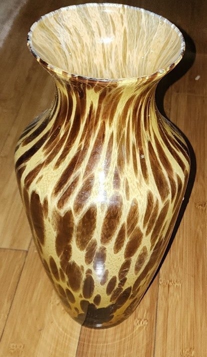 Large Italian Azzurra Maestri Vetrai Tortoise Shell Pattern 15 Art Glass Vase