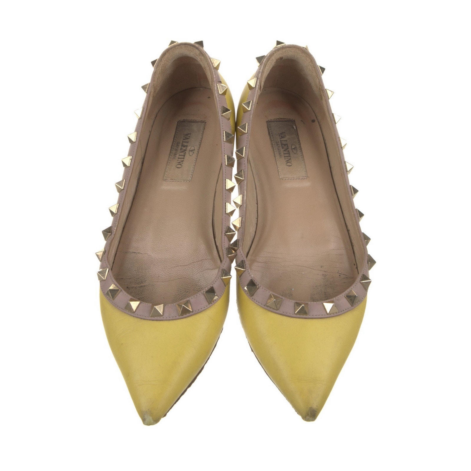 Authentic Valentino Garavani Rockstud Ballerina Yellow Flat Size EU 36 US 5.5