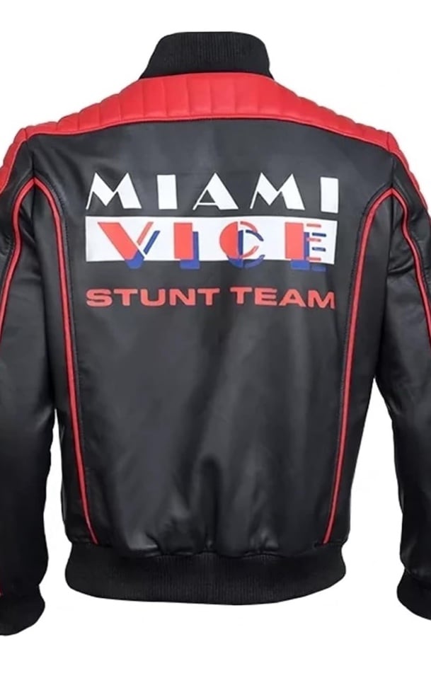 Miami Vice Mens Stunt Ryan Team Gosling Fall Costume Guy Black LeatherJacket
