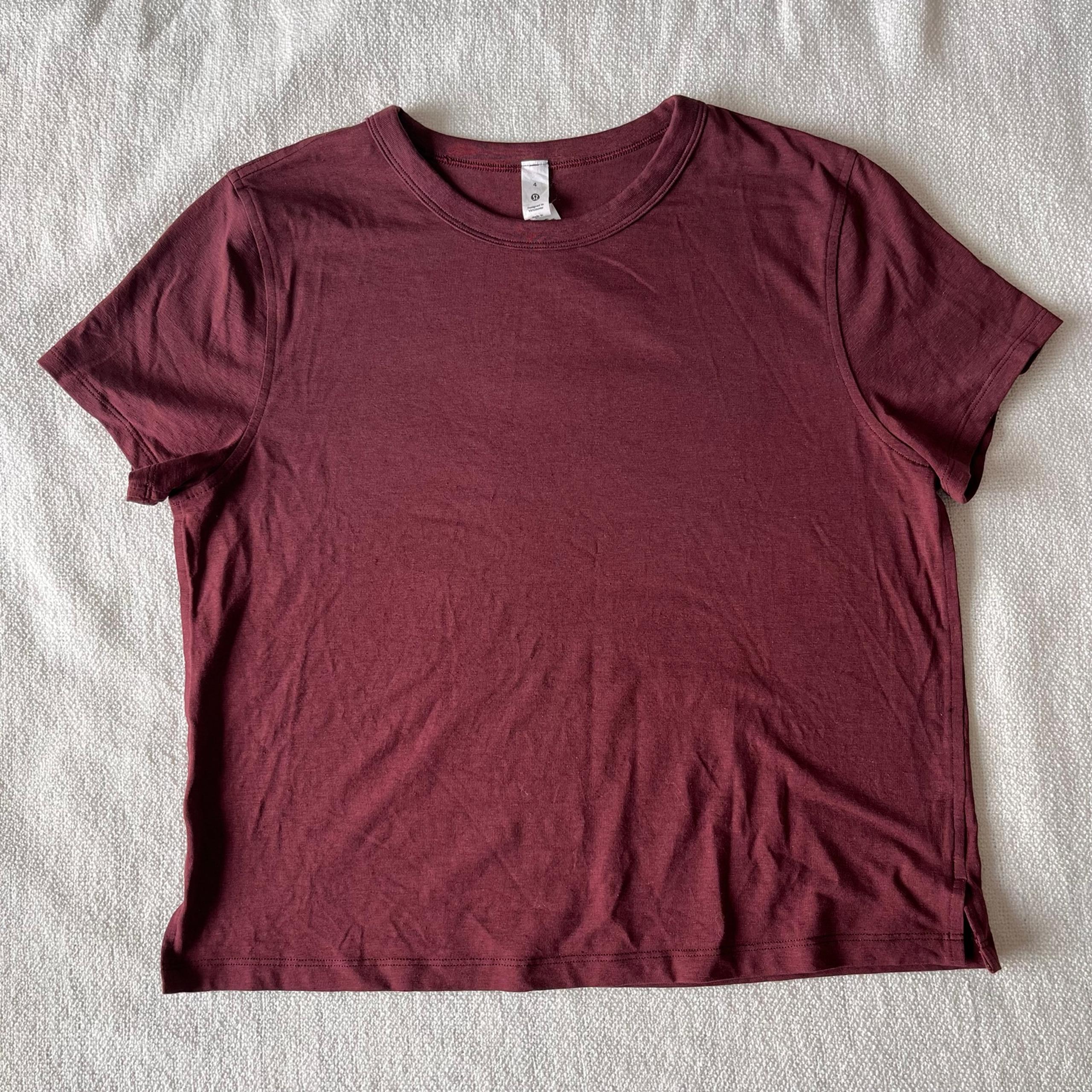 Lululemon Classic Fit Cotton Blend Tshirt Red Merlot Sz 4