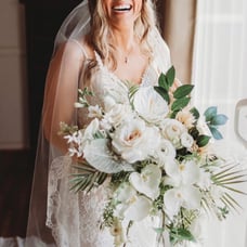 Silk and dried tropical bridal bouquet