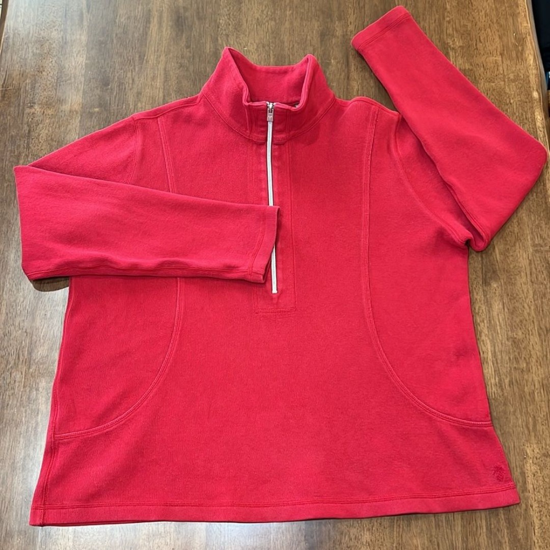 TOMMY BAHAMA ARUBA HALF ZIP THICK SWEATSHIRT RED SZ XL STRETCHY COTTON COMFORT