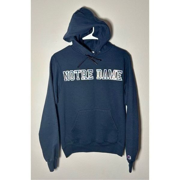Vintage Notre Dame Fighting Irish Champion Sewn On Blue Hoodie Sz XS