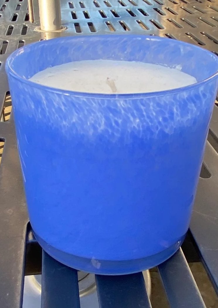 Blue Glass Large Candle