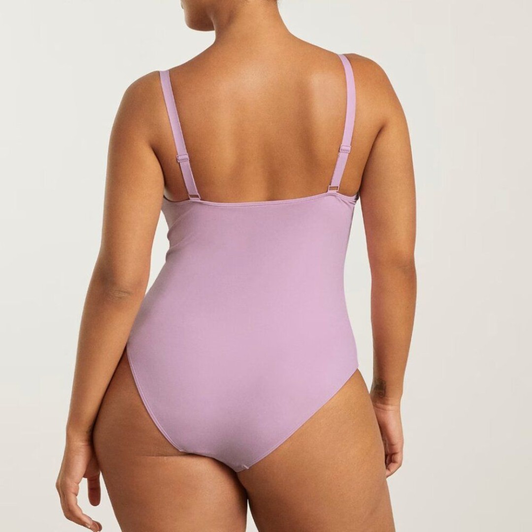 Everlane The V Neck One Piece Swimsuit Mauve Pink (Large