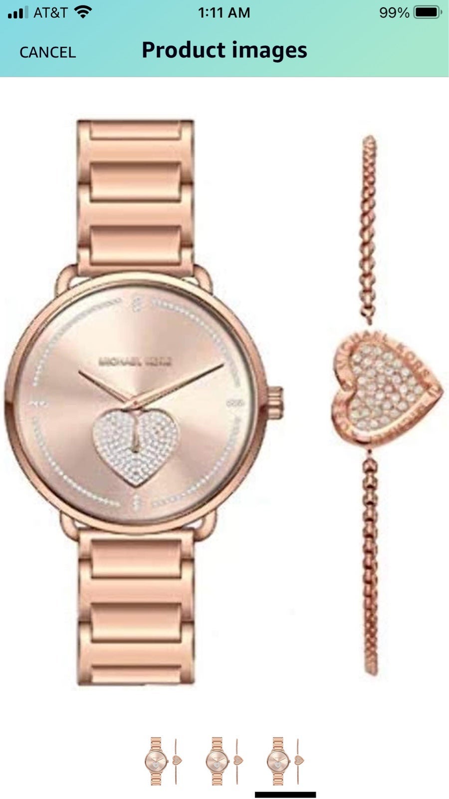 BNWT MICHAEL KORS “PORTIA” HEART WATCH & MATCHING BRACELET SET