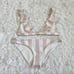 Tori Praver Adriana Bikini size XS Pink White Stripes Ruffle NEW