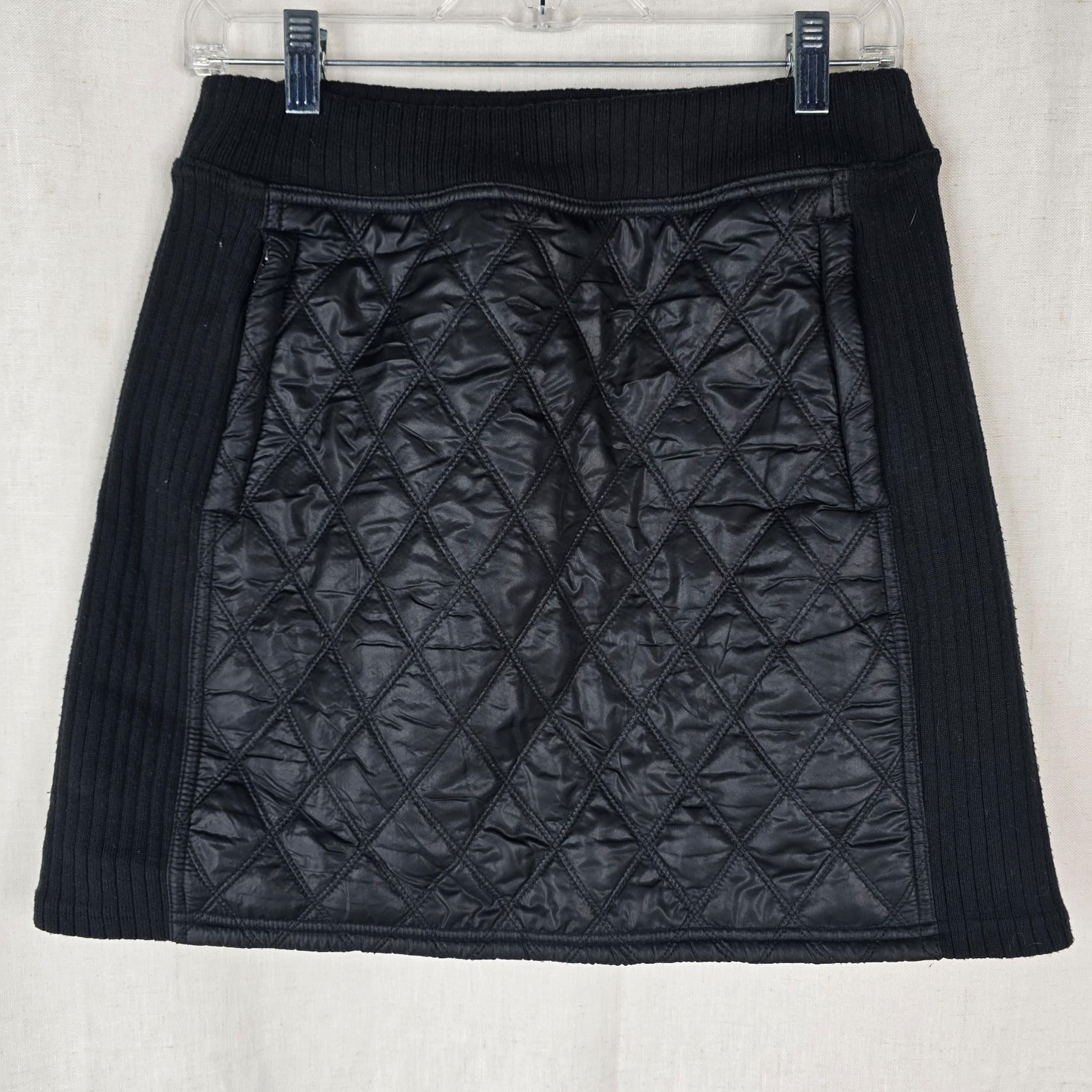 Prana Womens Medium Sherpa Lined Black Quilted Puffer Mini Diva Skirt