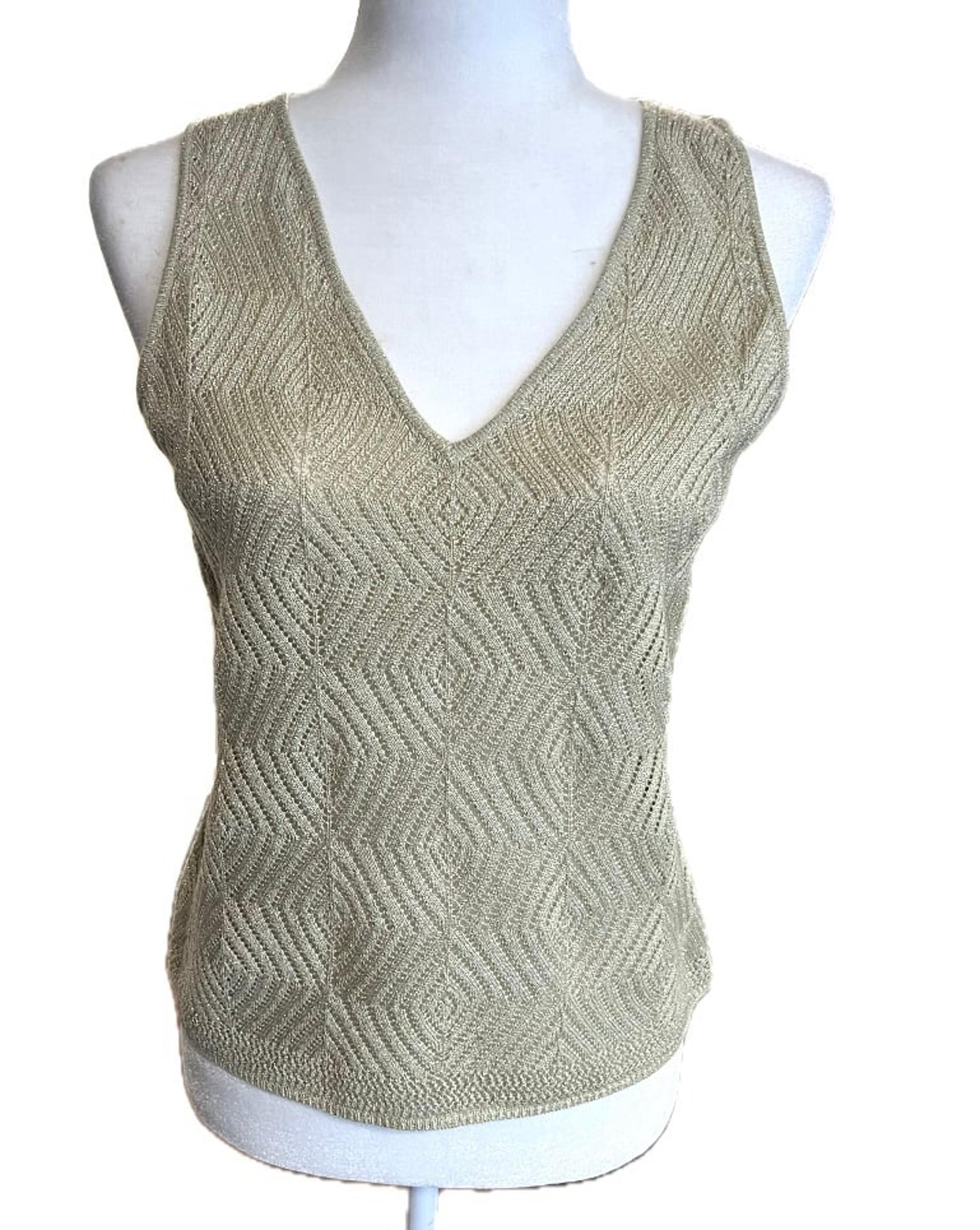 Kenneth Cole New York gold shimmery knit sleeveless sweater tank top M/Medium