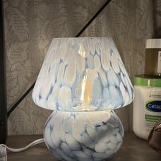 Mushroom Lamp Small Bedside Table Lamp-Nightstand Nightlight Dimmable Blue