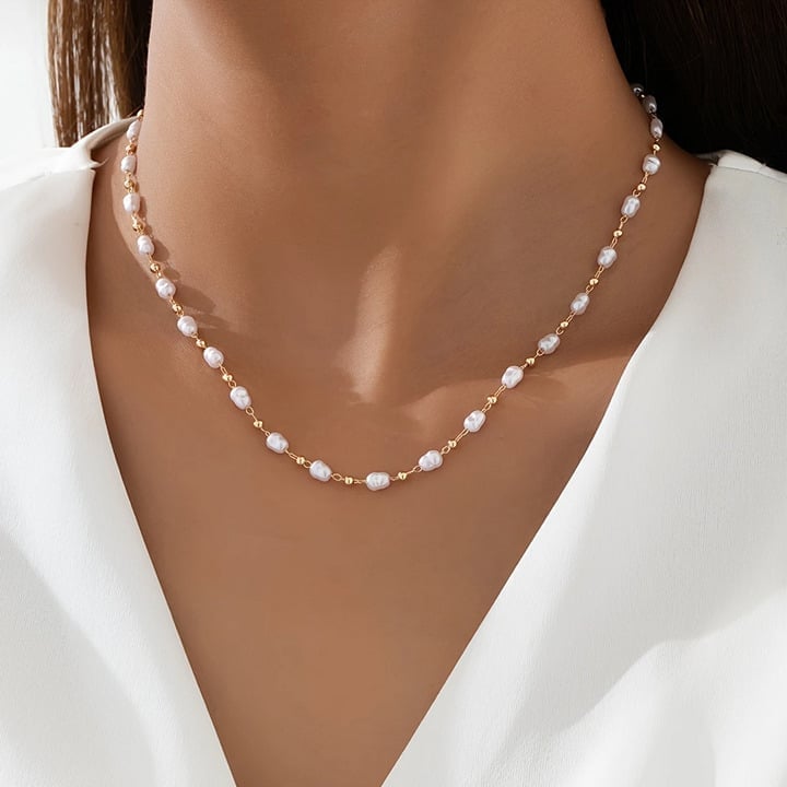 14K Gold Womens White Natural Pearl Necklace 16 18 Chain 14 K Silver Jewelry