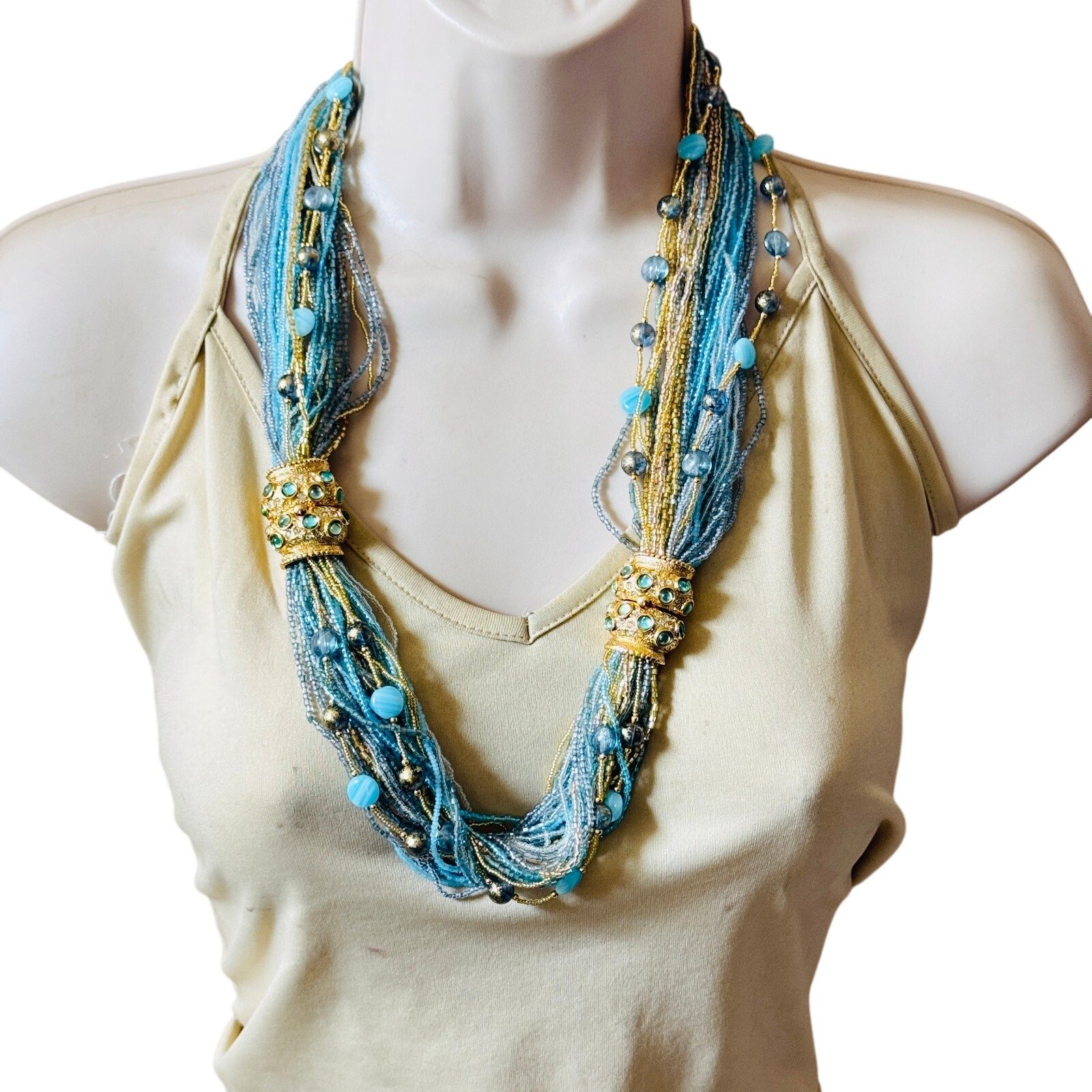 VTG Regal Necklace Bracelet set multi use Glass cabochon High end regal Jeweled