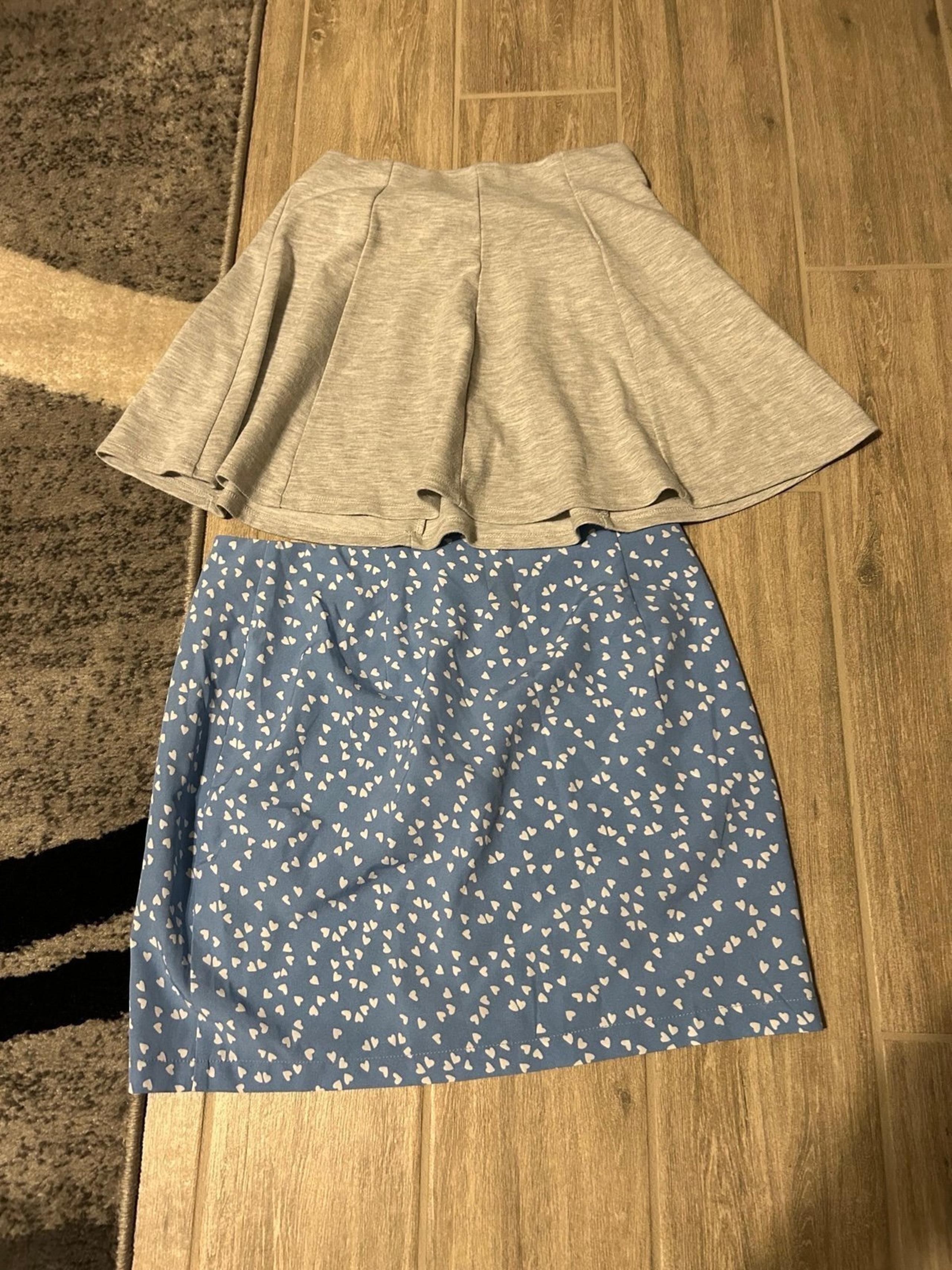 Skirt bundle blue heart SHEIN M and forever 21 grey skater Aline skirt S