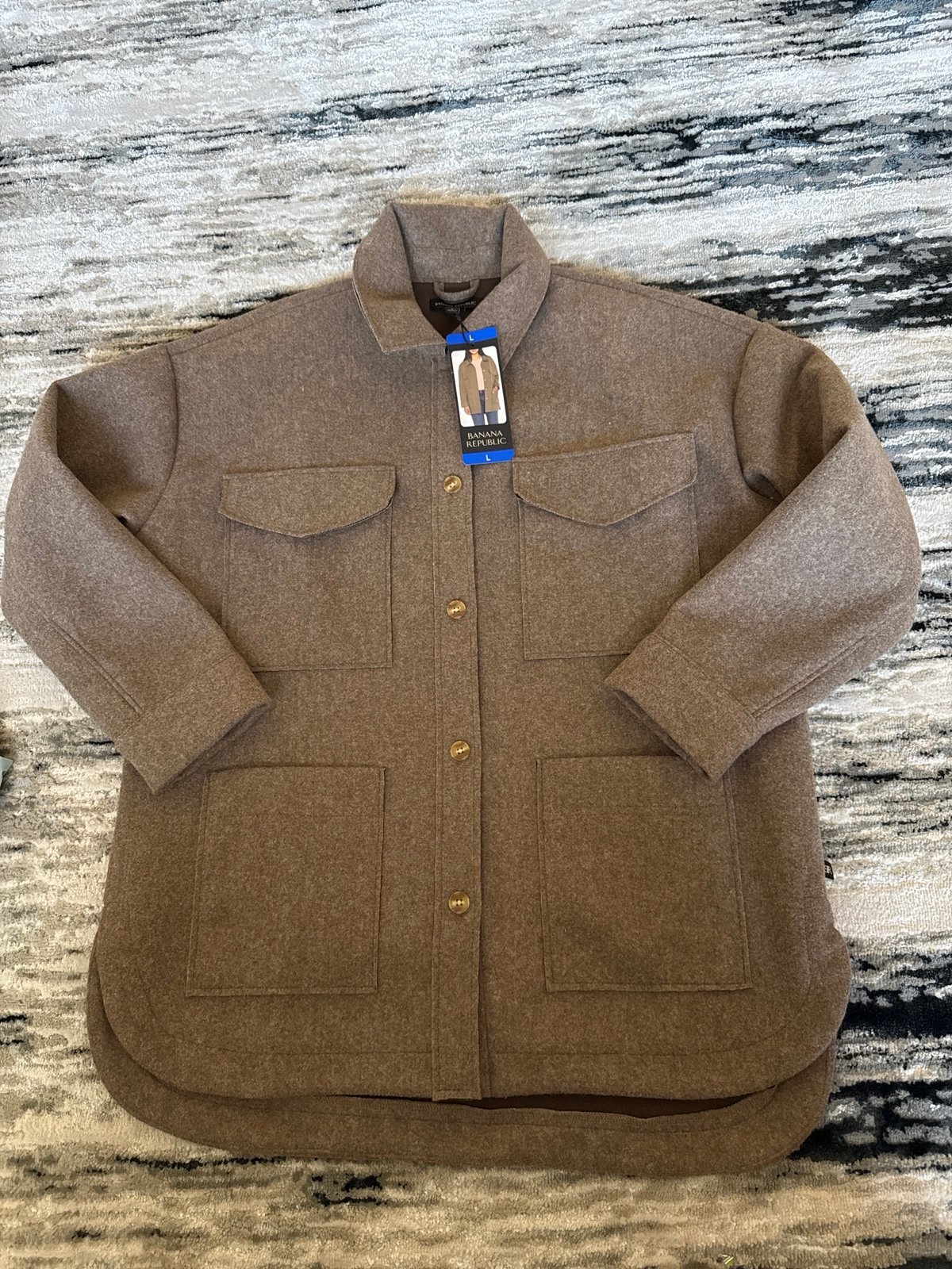 Banana Republic Women Shirt Jacket Button 4 Pocket Jacket Size Large Brown