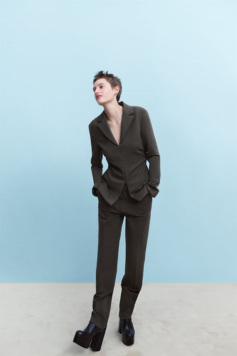 Zara pleated fitted jacket