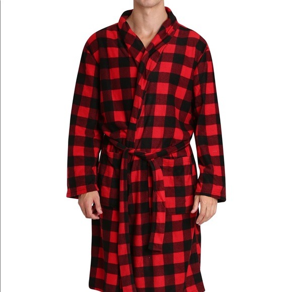 Men's Red Pl Light weight Robe & Slipper