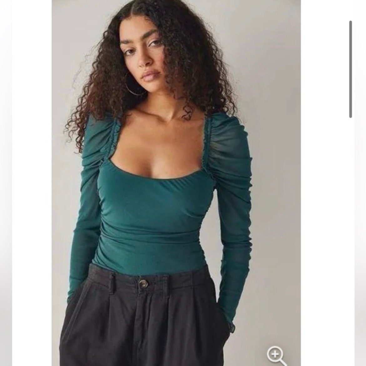 Free People Next To You Ruched Mesh Long Sleeve Bodysuit