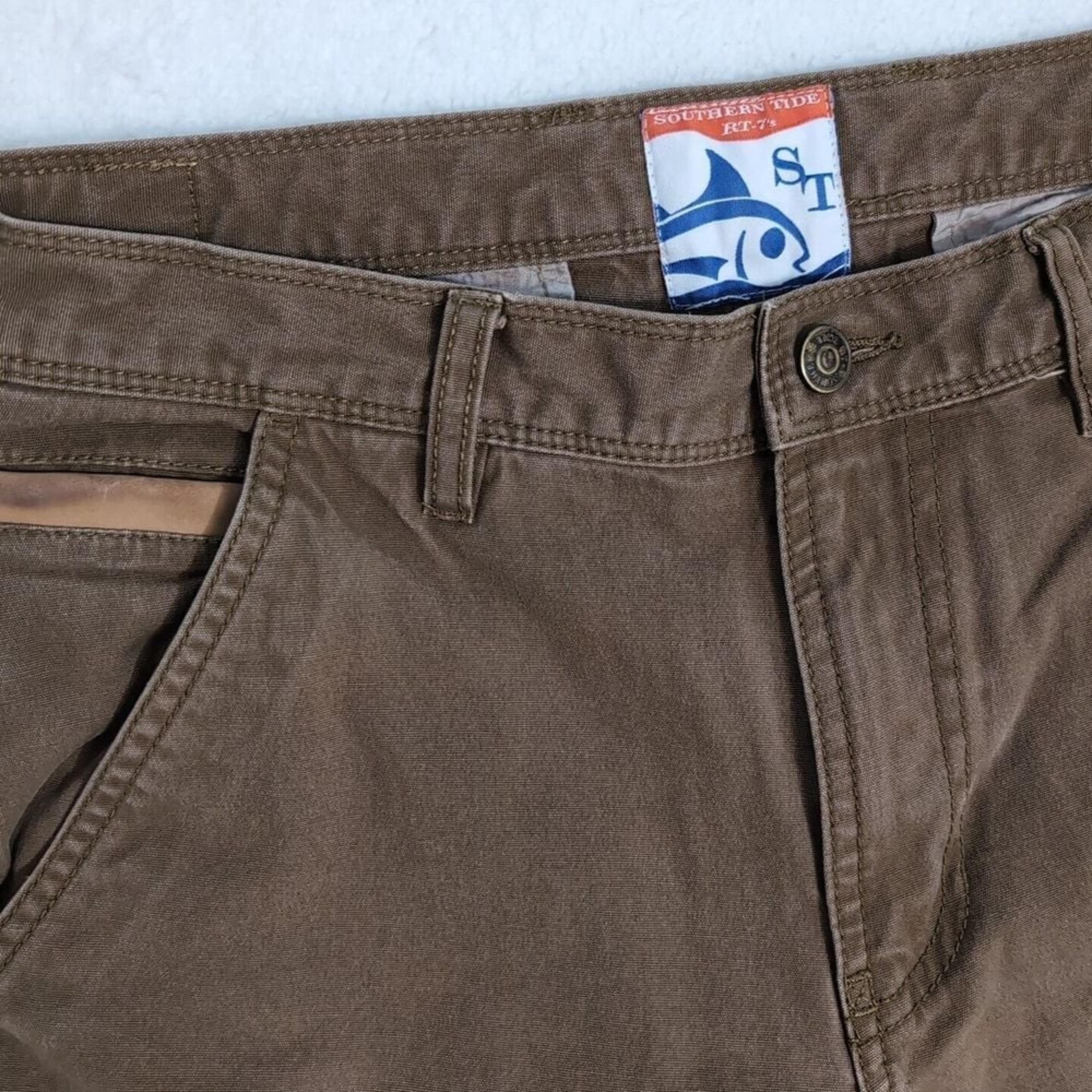 Southern Tide Men's Size 31x32" Brown RT-7 5-Pocket Flat Front Chino Pants