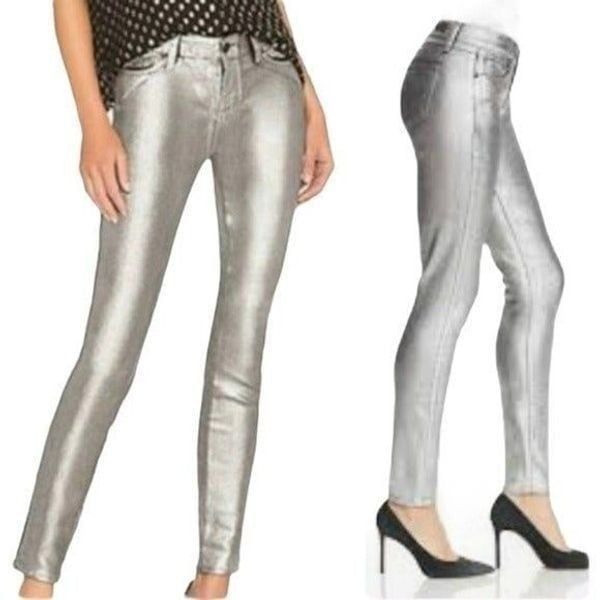 PAIGE Verdugo Ankle Silver Galaxy Metallic Jeans size 26