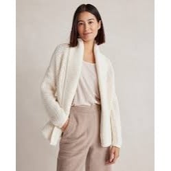 Haven Well Within Organic Cotton Honeycomb Shawl Cream Cardigan Sz Medium