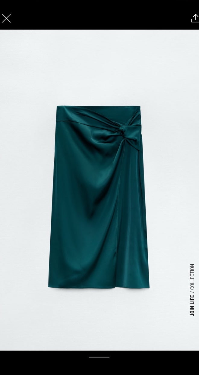 Zara Satin Effect Knotted Skirt (M)