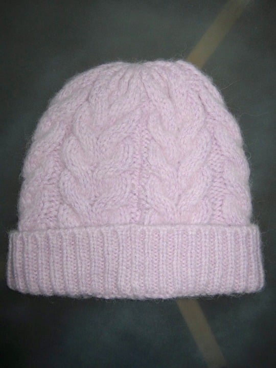 LOVESHACKFANCY Cable Knit Oversized Beanie Hat Alpaca Blend Lilac One Size