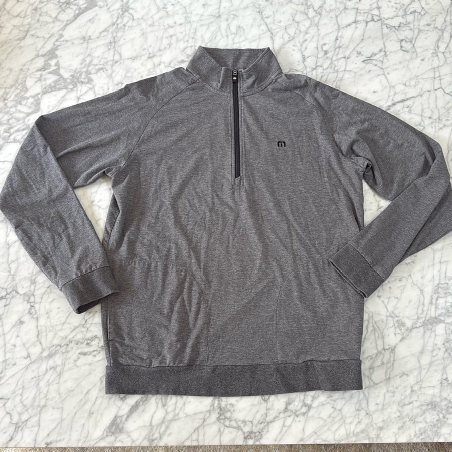 Travis Mathew Mens Size Large 1/4 Zip Golf Pullover Heather Gray long sleeve