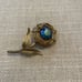 Vintage Blue AB Rhinestone Flower Brooch Gold Tone Wire Rose Pin Floral MCM