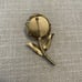 Vintage Blue AB Rhinestone Flower Brooch Gold Tone Wire Rose Pin Floral MCM