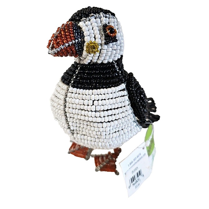 Beadworx Grass Roots Creations Beaded Puffin Figurine Sculpture Art Beaded
