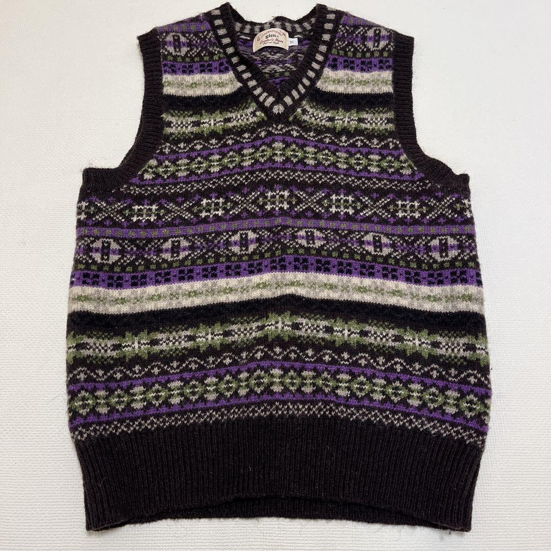 Unionmade V-Neck Wool Vest Fair Isle Pattern