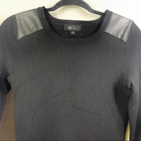 BCX Black Midi Bodycon Ribbed Sweater Dress